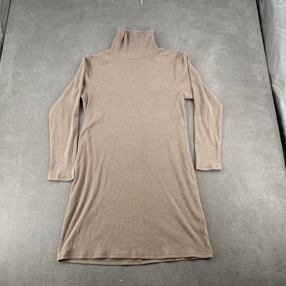 Old Navy Womens XL Ribbed Turtleneck Long Sleeve Mini Dress Taupe Brown 1166
